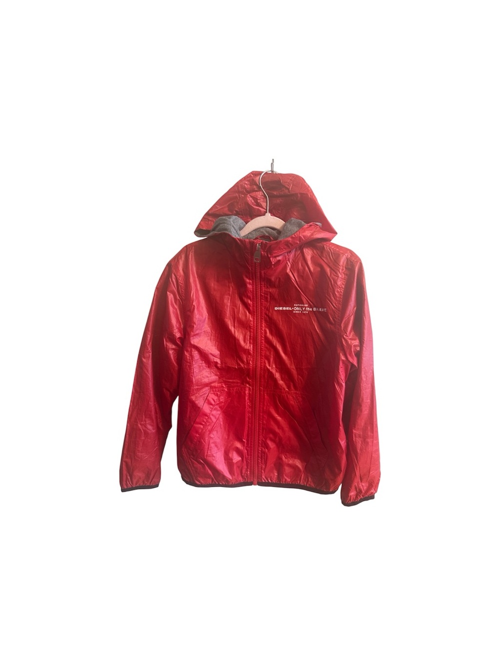 Diesel Kids 8Y Metallic Red Whatever Hooded Windbreaker Jacket